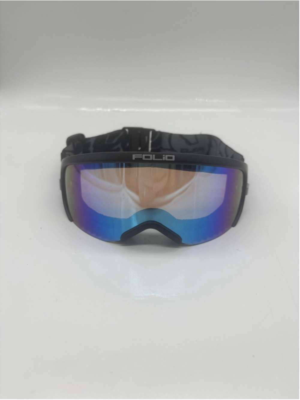 FOLiO Ski Snowboard Goggles Blue Mirrored Lens Black Adult Winter Snow Goggles